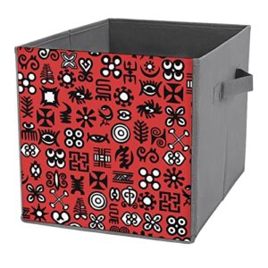 african adinkra pattern storage bin foldable cube closet organizer square baskets box with dual handles