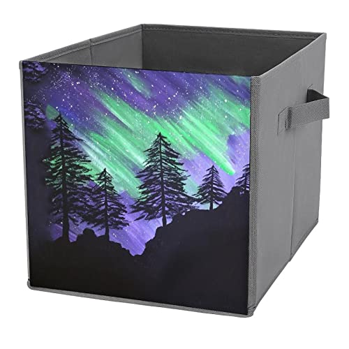 Aurora Pines Painting Storage Bin Foldable Cube Closet Organizer Square Baskets Box with Dual Handles