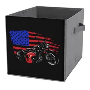 chopper motorcycle american flag storage bin foldable cube closet organizer square baskets box with dual handles