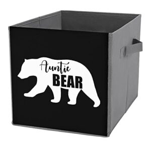auntie bear storage bin foldable cube closet organizer square baskets box with dual handles