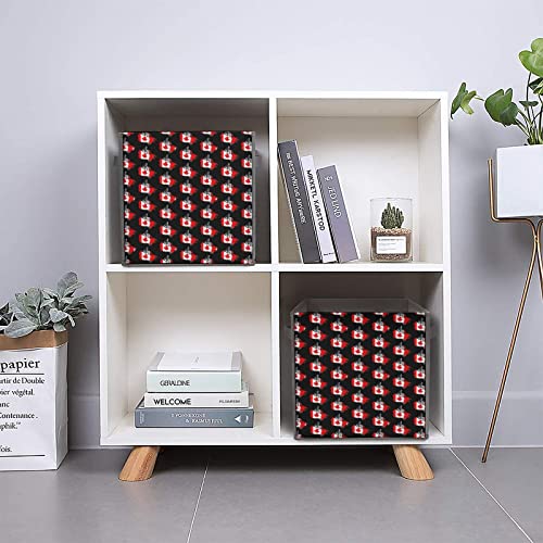 Canadian Flag Map Storage Bin Foldable Cube Closet Organizer Square Baskets Box with Dual Handles