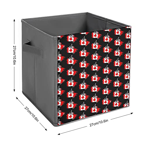 Canadian Flag Map Storage Bin Foldable Cube Closet Organizer Square Baskets Box with Dual Handles