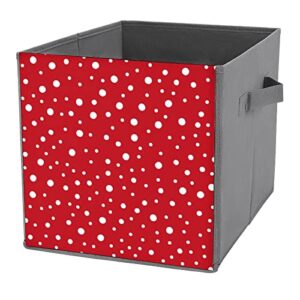 white red dots storage bin foldable cube closet organizer square baskets box with dual handles