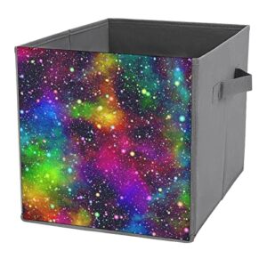 bright colorful universe storage bin foldable cube closet organizer square baskets box with dual handles