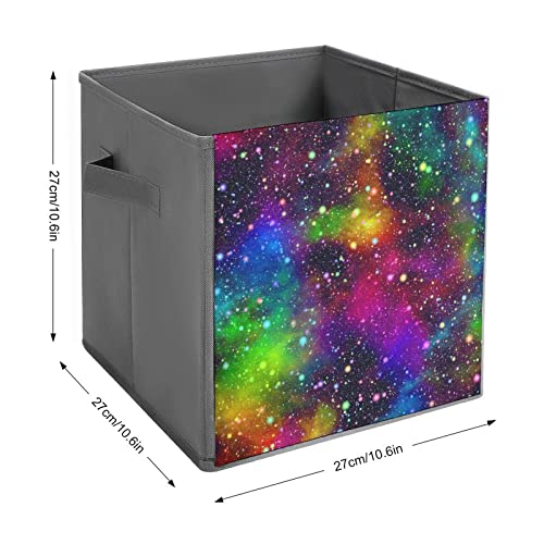 Bright Colorful Universe Storage Bin Foldable Cube Closet Organizer Square Baskets Box with Dual Handles