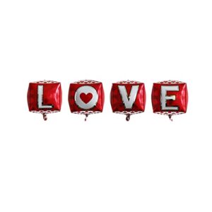 Dzrige 4 Pieces Love Foil Balloons,22 Inch 4D Love Letter Foil Mylar Balloons for Romantic Wedding Party Decor Bridal Shower Birthday Party Valentines Day Gift Marriage Decorations