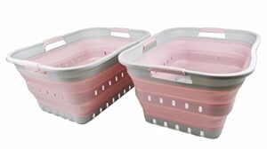 sammart 42l(11 gallon) collapsible plastic laundry basket - foldable pop up storage container/organizer - portable washing tub - space saving hamper/basket