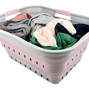 SAMMART 42L(11 Gallon) Collapsible Plastic Laundry Basket - Foldable Pop Up Storage Container/Organizer - Portable Washing Tub - Space Saving Hamper/Basket