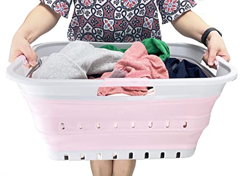 SAMMART 42L(11 Gallon) Collapsible Plastic Laundry Basket - Foldable Pop Up Storage Container/Organizer - Portable Washing Tub - Space Saving Hamper/Basket