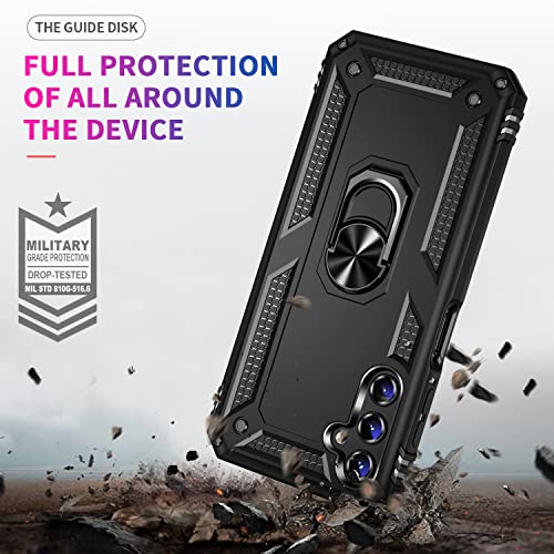 Dzxouui for Samsung A14 5G Case with [2 Pack] Screen Protector, Military Grade Shockproof Cover Full Body Protection Hard Phone Cases for Samsung Galaxy A14 5G Built-in Magnetic Kickstand - Black