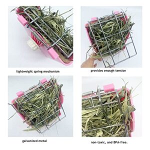 WEWAYKGJ Rabbits Hay Feeder Guinea Pigs Hay Rack Bunny Feeding Holder Hanging Chinchillas Hay Dispenser Minimize Waste Mess Hay Rack for Small Animals 2 Pcs (Pink)