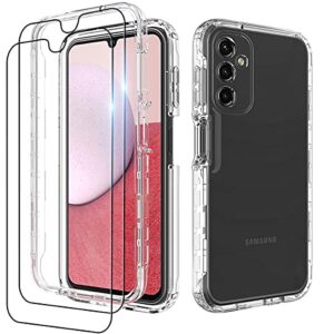 dzxouui for samsung a14 5g case with [2 pack] screen protector, heavy duty shockproof bumper full body transparent soft tpu protection cover phone cases for samsung galaxy a14 5g, clear