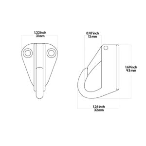 Atibin Outdoor Clothes Hanging Hook Stainless Hat Mounted Coat Hook Stainless Heavy Steel Fender Hook Hardware SUS316 2pcs