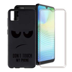 hgjtf phone case for nuu a9l (6.3") with [2 x tempered glass screen protector], ultra-thin soft silicone bumper shell shockproof tpu black cover for nuu a9l - duo5