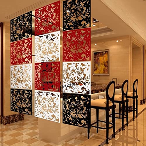 Hanging Room Divider Made of PVC, 24 PCS Partitions Panel Screen for Decorating Bedroom, Dining, Study and Sitting-Room, Hotel, Bar,Restaurant, 4 Pieces Each of Black, Red, and White