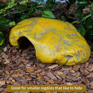 Cosyall Reptile Hide Cave Simulation Stone Resin Hideout Snake Hide Log Leopard Gecko Lizard Tank Accessories Habitat Terrarium Decoration Rock for Spider Frog Amphibian Medium