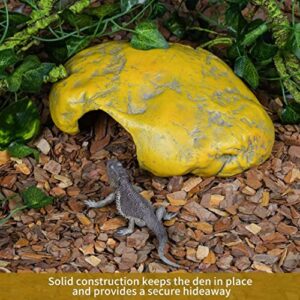 Cosyall Reptile Hide Cave Simulation Stone Resin Hideout Snake Hide Log Leopard Gecko Lizard Tank Accessories Habitat Terrarium Decoration Rock for Spider Frog Amphibian Medium