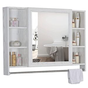 bathroom medicine cabinet wall mounted mirror cabinet with single doors and adjustable shelf for medicine, cosmetic (color : a, size : 100x70x12.5cm)