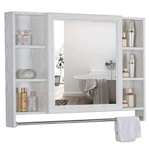 Bathroom Medicine Cabinet Wall Mounted Mirror Cabinet with Single Doors and Adjustable Shelf for Medicine, Cosmetic (Color : A, Size : 100x70x12.5cm)