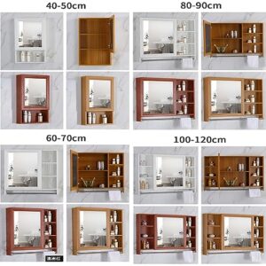 Bathroom Medicine Cabinet Wall Mounted Mirror Cabinet with Single Doors and Adjustable Shelf for Medicine, Cosmetic (Color : A, Size : 100x70x12.5cm)