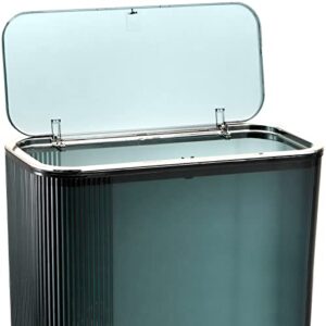 SOUJOY Slim Trash Can with Press Lid, 3.5 Gallon Garbage Can, Plastic Bathroom Wastebasket Can, Rectangular Garbage Container Bin for Powder Room, Bedroom, Kitchen, Craft Room, Office