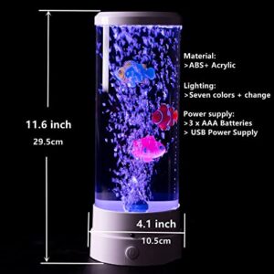 Fish Aquarium Lava Lamp,Multi-Color Jelly Fish Tank Bubbles Lamp,Fake Aquarium Tank Night Light, Lamp for Room Office Desktop, Gift for Kids Girls Aults Boys