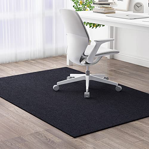 Rectangular Office Chair Mat for Hardwood Floor, Non Slip Computer Desk Mat for Rolling Gaming Chairs, Outdoor Rug Washable Carpet for Bedroom/Patio/Entry/Kitchen (Black,35x47in)