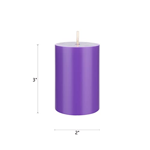 Mega Candles 6 pcs Unscented Lavender Round Pillar Candle, Hand Poured Premium Wax Candles 2 Inch x 3 Inch, Home Décor, Wedding Receptions, Baby Showers, Birthdays, Celebrations, Party Favors & More