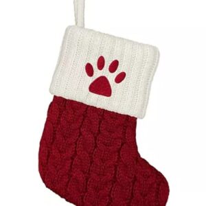 St Nicholas Square Paw Print Stocking with 2 Christmas Themed Pet Bandanas (Bandana Patterns Vary)