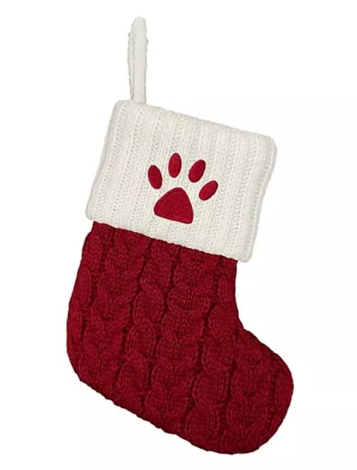 St Nicholas Square Paw Print Stocking with 2 Christmas Themed Pet Bandanas (Bandana Patterns Vary)