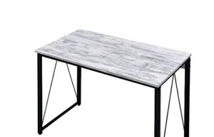 afaris computer desk 35 inch length home office desk, small study writing table, adjustable feet, modern furniture for home office, black metal frame,antique white