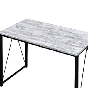 Afaris Computer Desk 35 inch Length Home Office Desk, Small Study Writing Table, Adjustable feet, Modern Furniture for Home Office, Black Metal Frame,Antique White