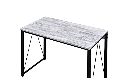 Afaris Computer Desk 35 inch Length Home Office Desk, Small Study Writing Table, Adjustable feet, Modern Furniture for Home Office, Black Metal Frame,Antique White