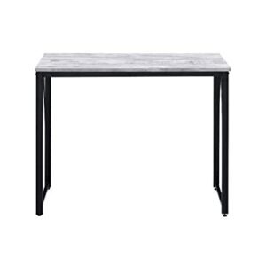 Afaris Computer Desk 35 inch Length Home Office Desk, Small Study Writing Table, Adjustable feet, Modern Furniture for Home Office, Black Metal Frame,Antique White