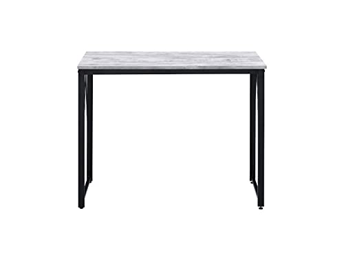 Afaris Computer Desk 35 inch Length Home Office Desk, Small Study Writing Table, Adjustable feet, Modern Furniture for Home Office, Black Metal Frame,Antique White