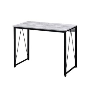 Afaris Computer Desk 35 inch Length Home Office Desk, Small Study Writing Table, Adjustable feet, Modern Furniture for Home Office, Black Metal Frame,Antique White