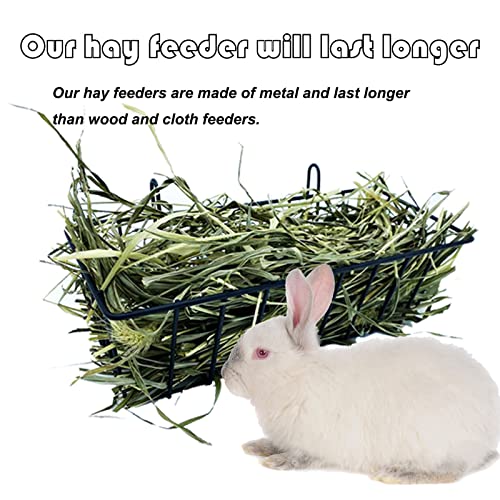 Rabbit Hay Feeder Rack Guinea Pig Hay Dispenser for Cage Hanging Metal Feeder Small Animals Hay Holder Manger for Rabbits Guinea Pigs Chinchillas  Ferrets (9.05 x 3.93 x 2.95 in)