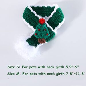 Hand Knitted Dog Cat Santa hat & Scarf Set, Christmas Costumes for Small Dogs Cats, Santa Claus Xmas Tree Accessories (Medium, Green)