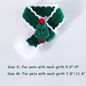 Hand Knitted Dog Cat Santa hat & Scarf Set, Christmas Costumes for Small Dogs Cats, Santa Claus Xmas Tree Accessories (Small, Green)