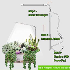 Aceple LED Grow Light Full Spectrum for Indoor Plants, 5500K Plant Growing Lights with Adjustable Spur for Small Plants Hydroponic(No Adapter)