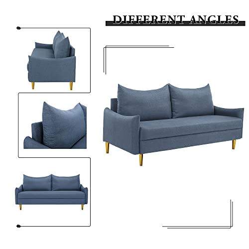 Hdxdkog Loveseat Sofa, 67'' Mid Century Modern Small Love Seats Furniture Comfy Couch for Living Room, Upholstered 2 Seater Sofa for Small Apartment (Navy Blue)