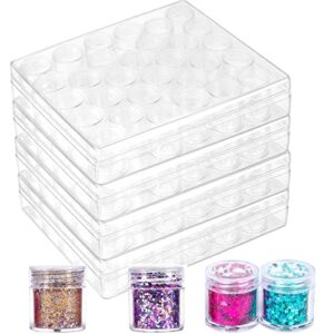 zeonhei 4 pack 30 jars embroidery diamond painting storage containers, clear rhinestone storage containers with lids and stickers, bead storage containers glitter organizers for diamond art supplies