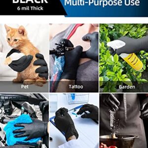 Glovary Black Cooking Gloves Disposable Latex and Powder Free Nitrile Glove Large 6 Mil, 100 Count, Hair Dye Cleaning, Food Grade Handling Service Gloves