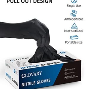 Glovary Black Cooking Gloves Disposable Latex and Powder Free Nitrile Glove Large 6 Mil, 100 Count, Hair Dye Cleaning, Food Grade Handling Service Gloves