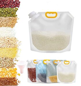 large 1.3" diameters cereal containers storage airtight dispenser dry food storage pouches with lids grain moisture-proof sealed bag clear ziplock bags reusable kitchen organization stackable 5 pcs