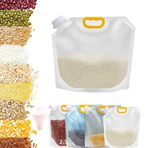 Large 1.3" Diameters Cereal Containers Storage Airtight Dispenser Dry Food Storage Pouches with Lids Grain Moisture-Proof Sealed Bag Clear Ziplock Bags Reusable Kitchen Organization Stackable 5 Pcs
