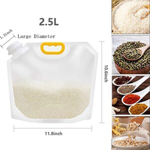 Large 1.3" Diameters Cereal Containers Storage Airtight Dispenser Dry Food Storage Pouches with Lids Grain Moisture-Proof Sealed Bag Clear Ziplock Bags Reusable Kitchen Organization Stackable 5 Pcs