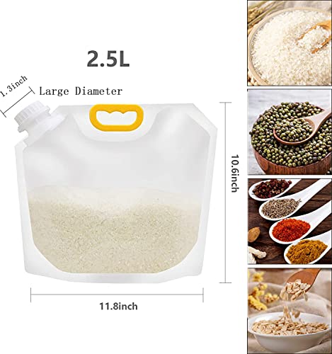 Large 1.3" Diameters Cereal Containers Storage Airtight Dispenser Dry Food Storage Pouches with Lids Grain Moisture-Proof Sealed Bag Clear Ziplock Bags Reusable Kitchen Organization Stackable 5 Pcs