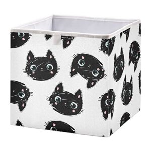 kigai black cat cube storage bins - 11x11x11 in large foldable storage basket fabric storage baskes organizer for toys, books, shelves, closet, home decor