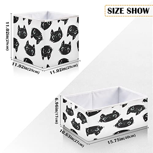 Kigai Black Cat Cube Storage Bins - 11x11x11 In Large Foldable Storage Basket Fabric Storage Baskes Organizer for Toys, Books, Shelves, Closet, Home Decor